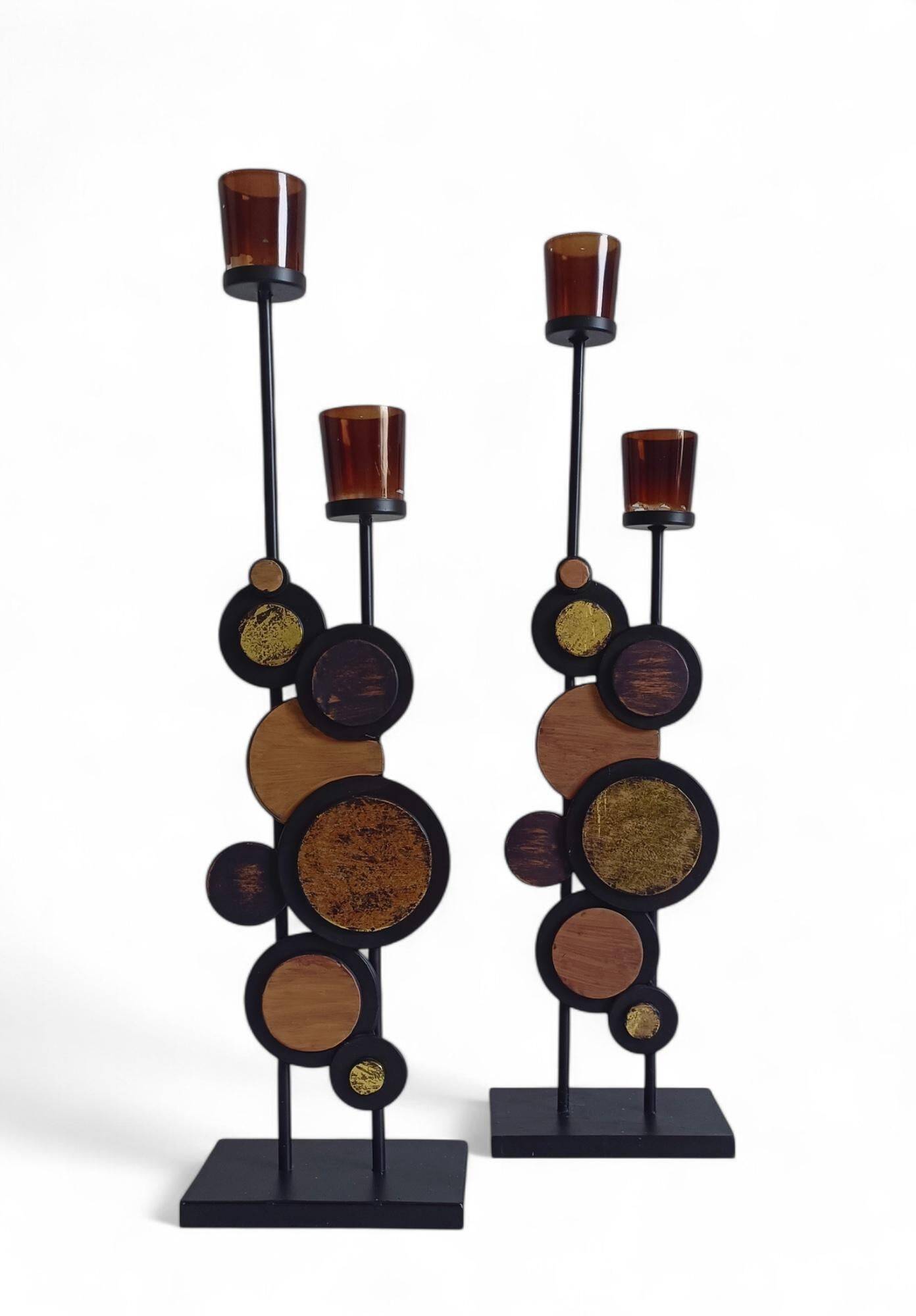 Large Mid-Century Italian Wrought Iron Candelabra, Psychedelic Design, 1970s