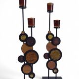 Large Mid-Century Italian Wrought Iron Candelabra, Psychedelic Design, 1970s