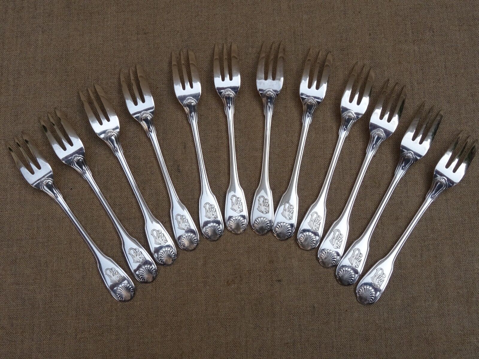 Christofle 12 cake forks silver metal model Vendome