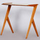 Midcentury small yellow table, beech, umakart, restored, Czechia, 1950s
