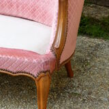Pink velvet vintage sofa bench