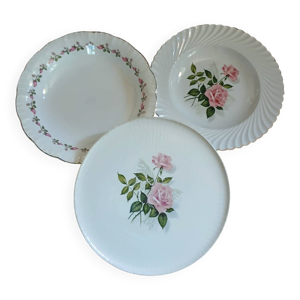 3 plats anciens en porcelaine