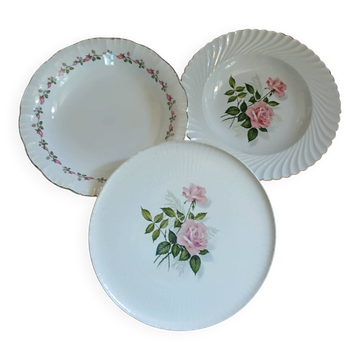 3 plats anciens en porcelaine 