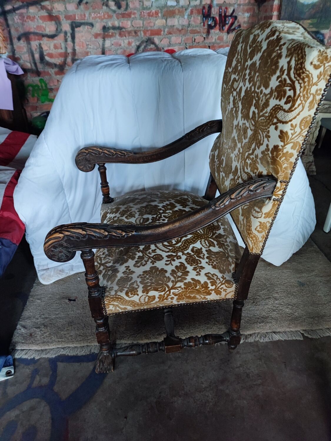 19th century armchair with original tapestry