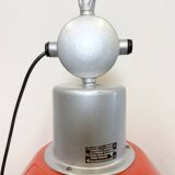 Large Red Painted Industrial Factory Lamp from Elektrosvit, 1960s