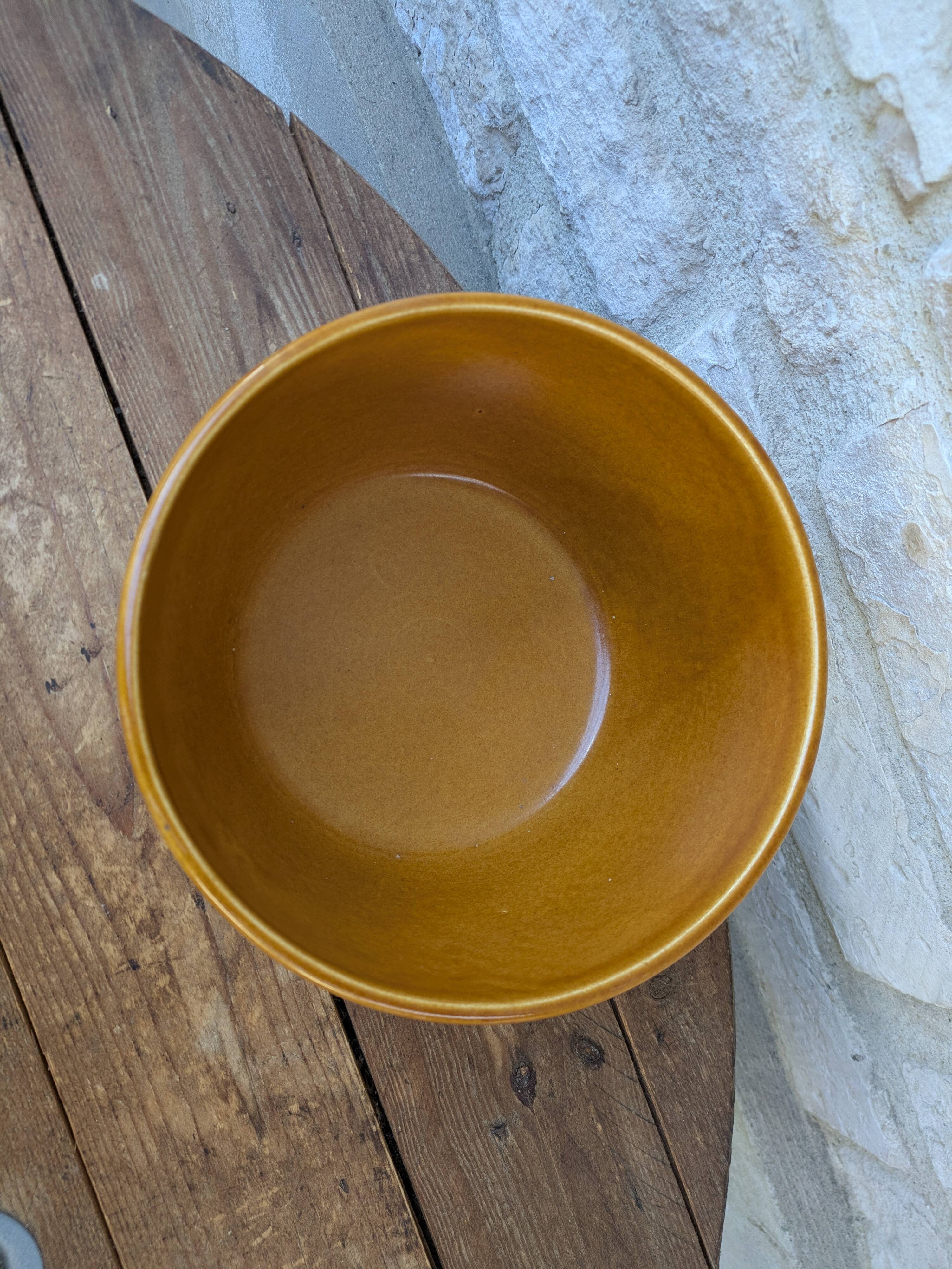 Vintage stoneware salad bowl from Niderviller, Fauve model, 1960s/70s, 24.5cm.