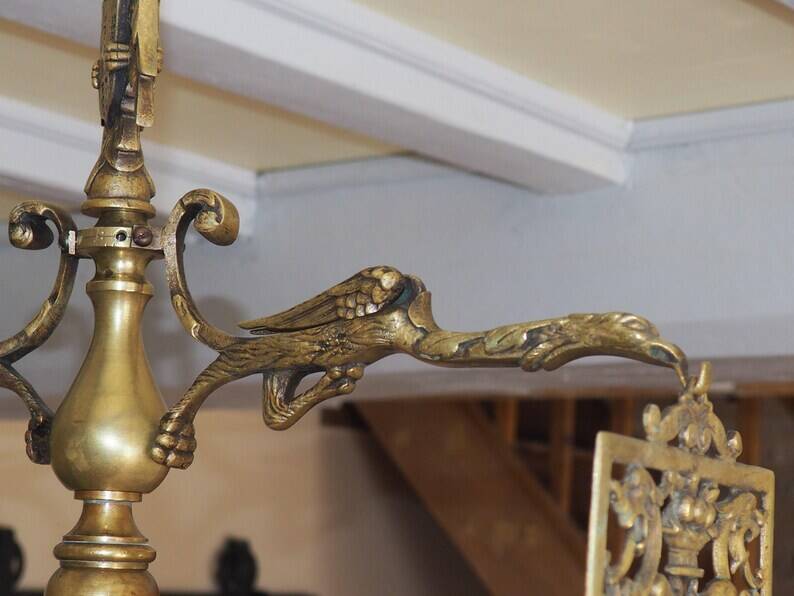 Antique gothic Brass Dragon griffin Chandelier light fitting light Fixture,