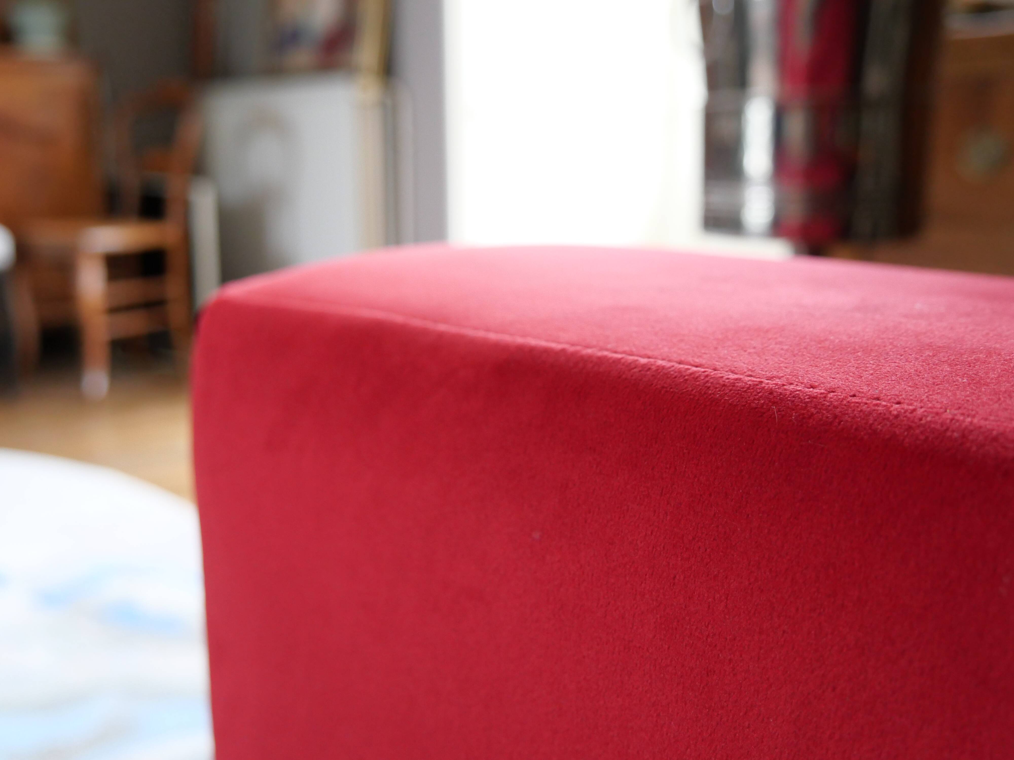 Completely renovated red velvet sofa