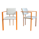 Paire de fauteuils postmodern orange et tissu laine bouclé