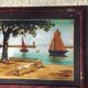 Marine painting, fixed on glass, signed P. Alix, art deco, old
