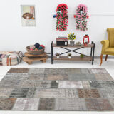 Tapis patchwork gris & bronze 5x8, 247x172cm