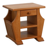 Mid-Century Blonde Oak Side Table, France 1980s