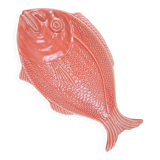 Large vintage fish platter Surtis Portugal in coral earthenware.