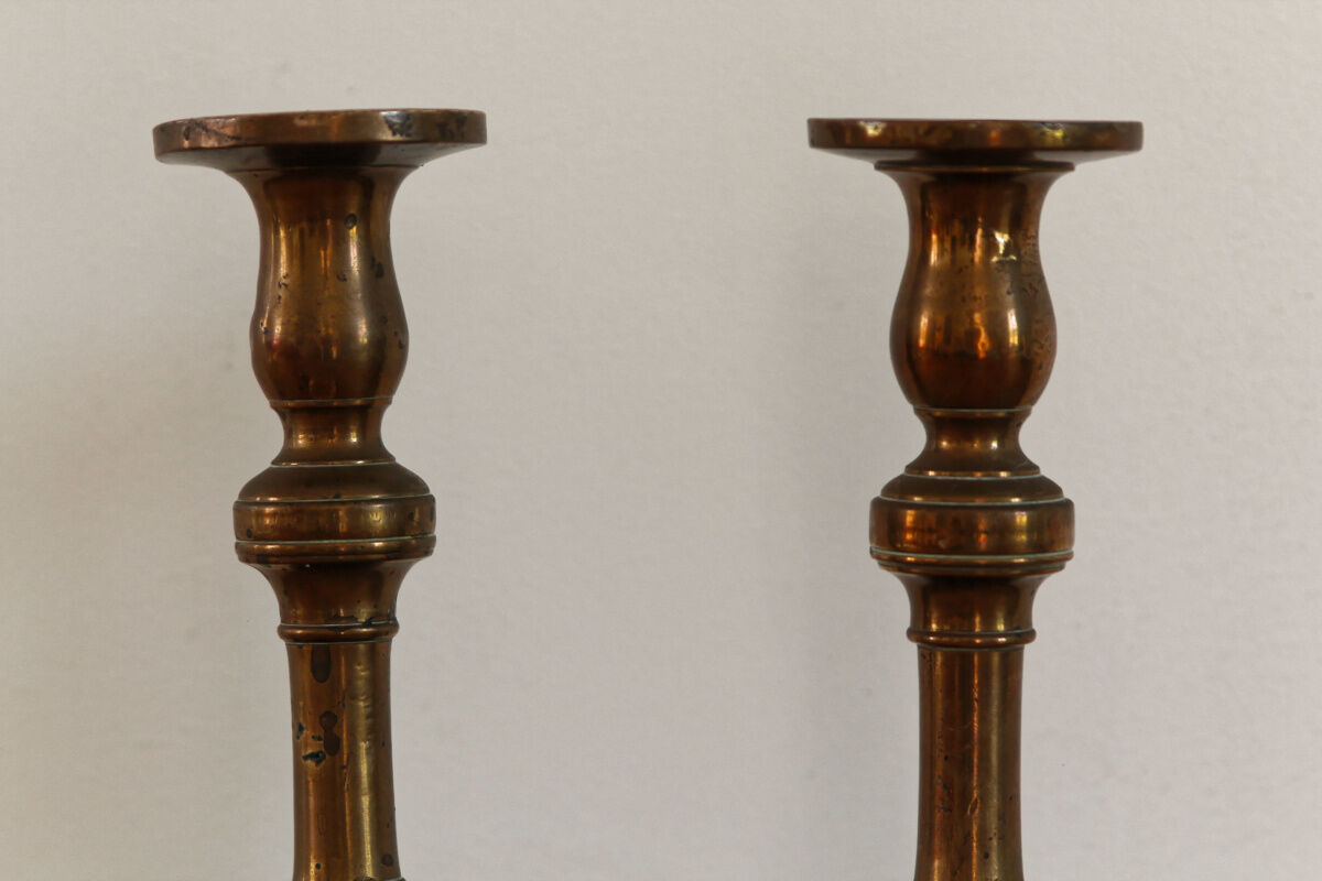 Pair of copper candle holders