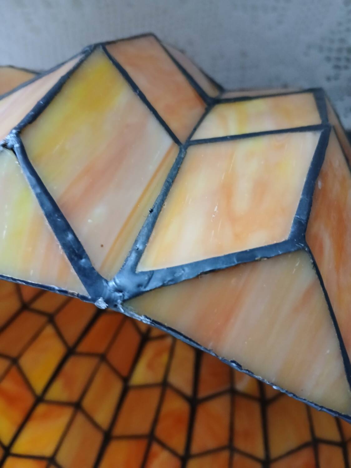 Antique stained glass and bronze pendant light