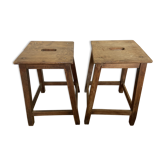 Paire de tabourets en bois