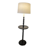 Turned wood lamp