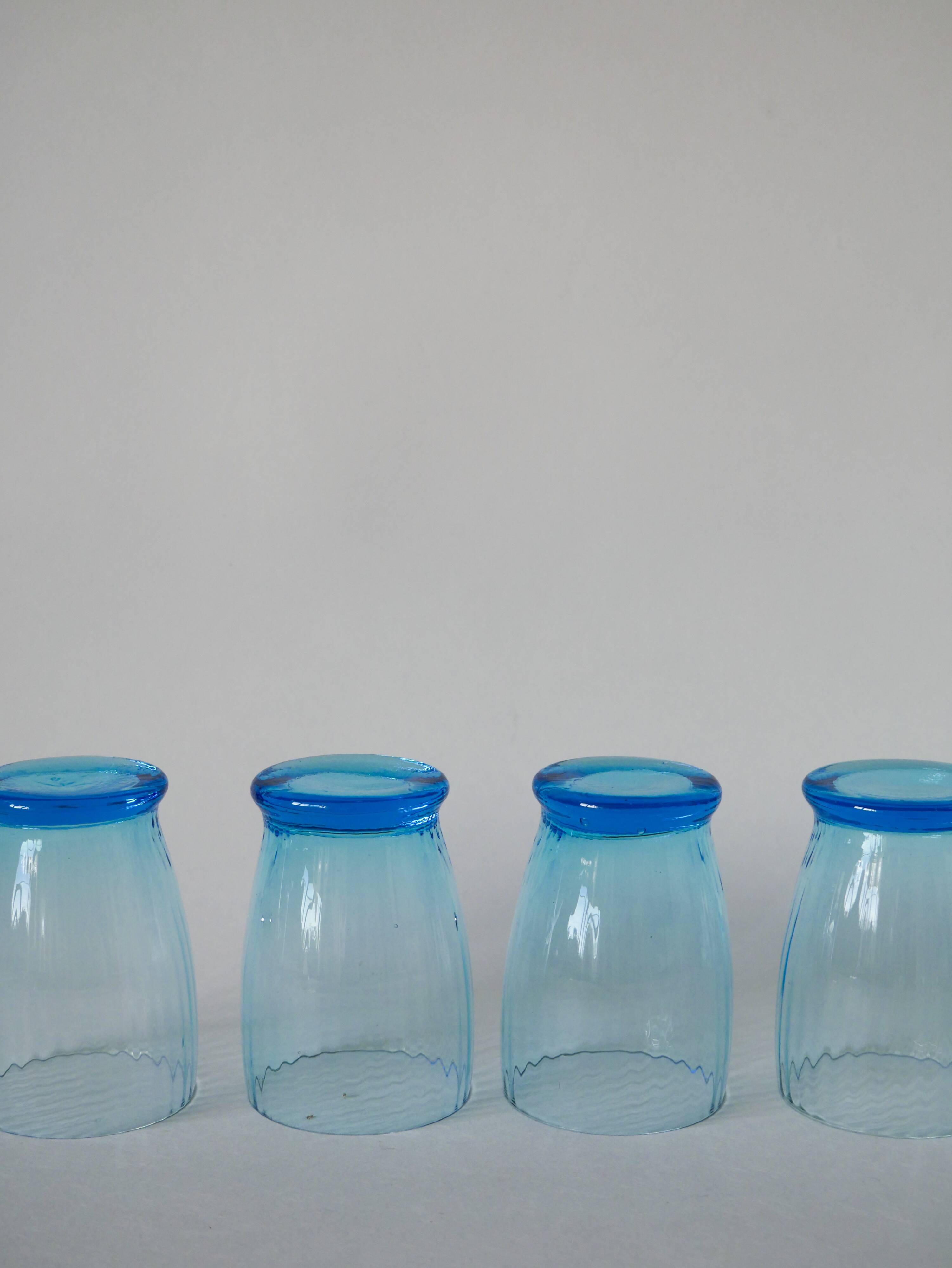 set of 4 art deco turquoise water glasses 1930