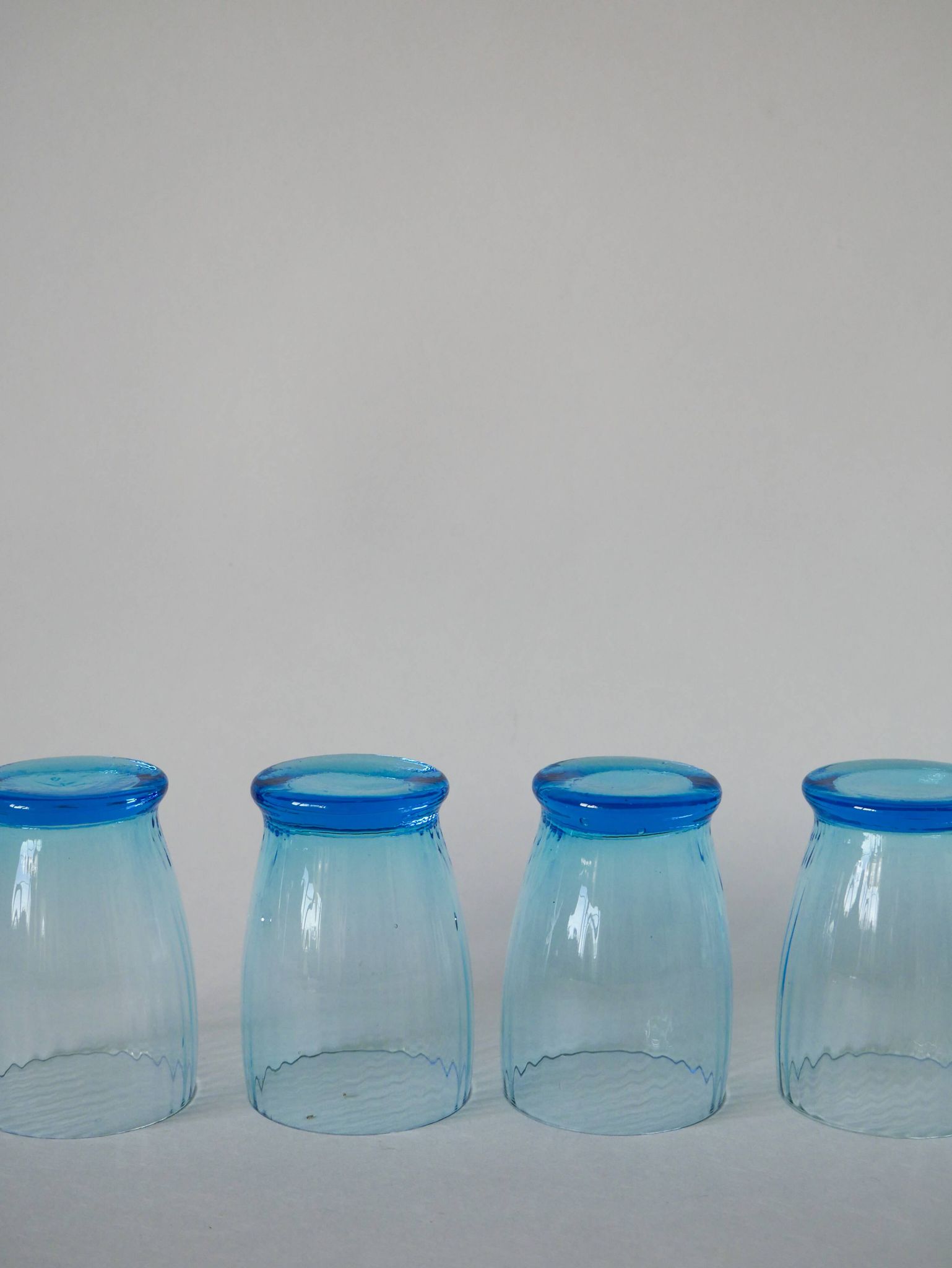 set of 4 art deco turquoise water glasses 1930