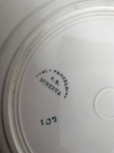 6 flat plates Art Deco half-porcelain Minerva