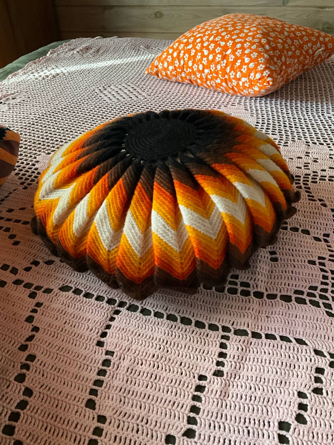 Vintage knitted cushion