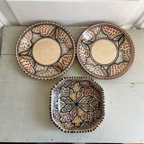 Trio of vintage oriental ceramic plates and ramekin