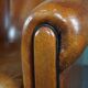Set of 2 club chairs in black piping sheep leather