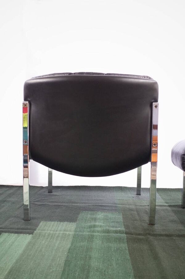 Siège en cuir avec chaise longue Ottomane modèle 1200 Eichenberger pour Girsberger