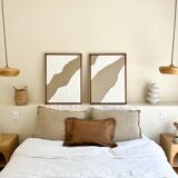 Diptych relief panels in linen and white.