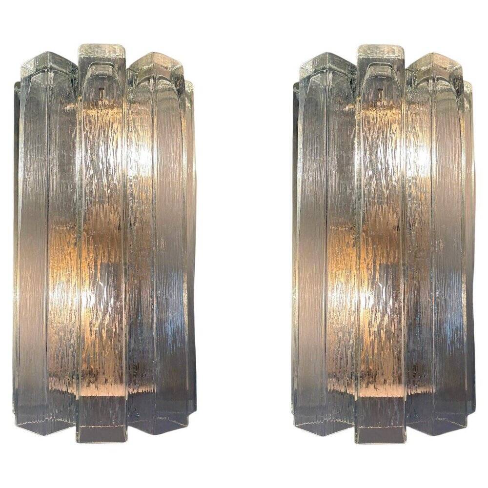 Monumental Italian Wall Lamps attributed to Venini, Italy, 1970s, Set of 2