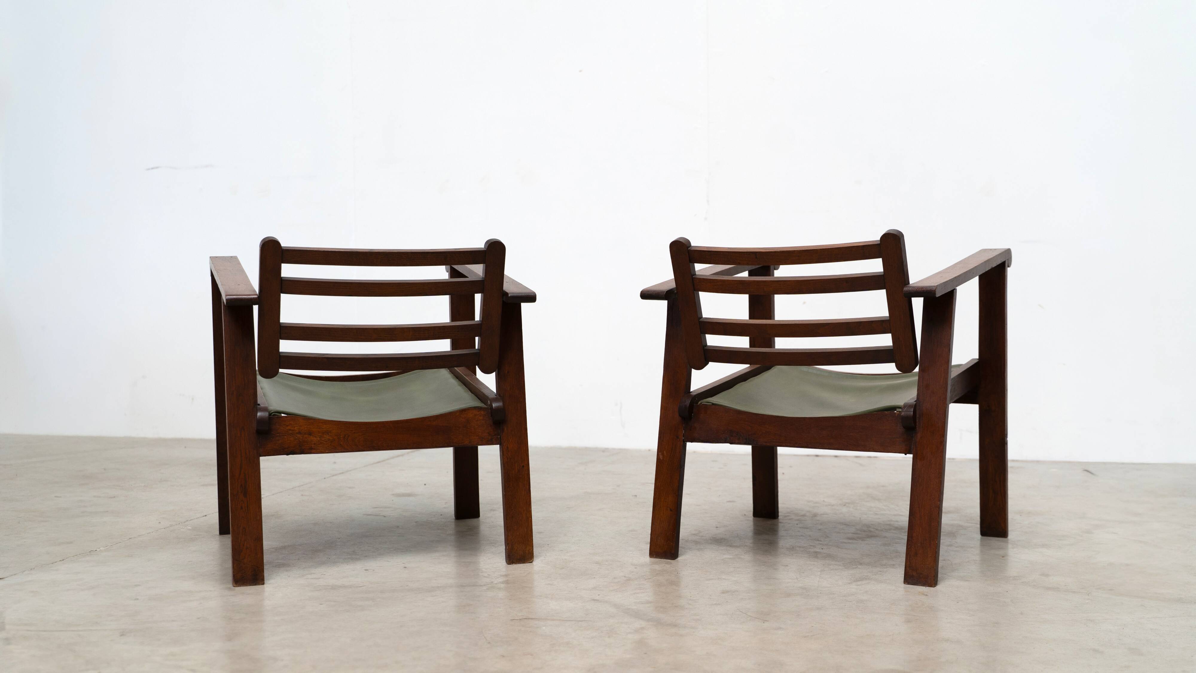 Set of two early French lounge chairs