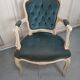 Louis XV armchair in old blue velvet