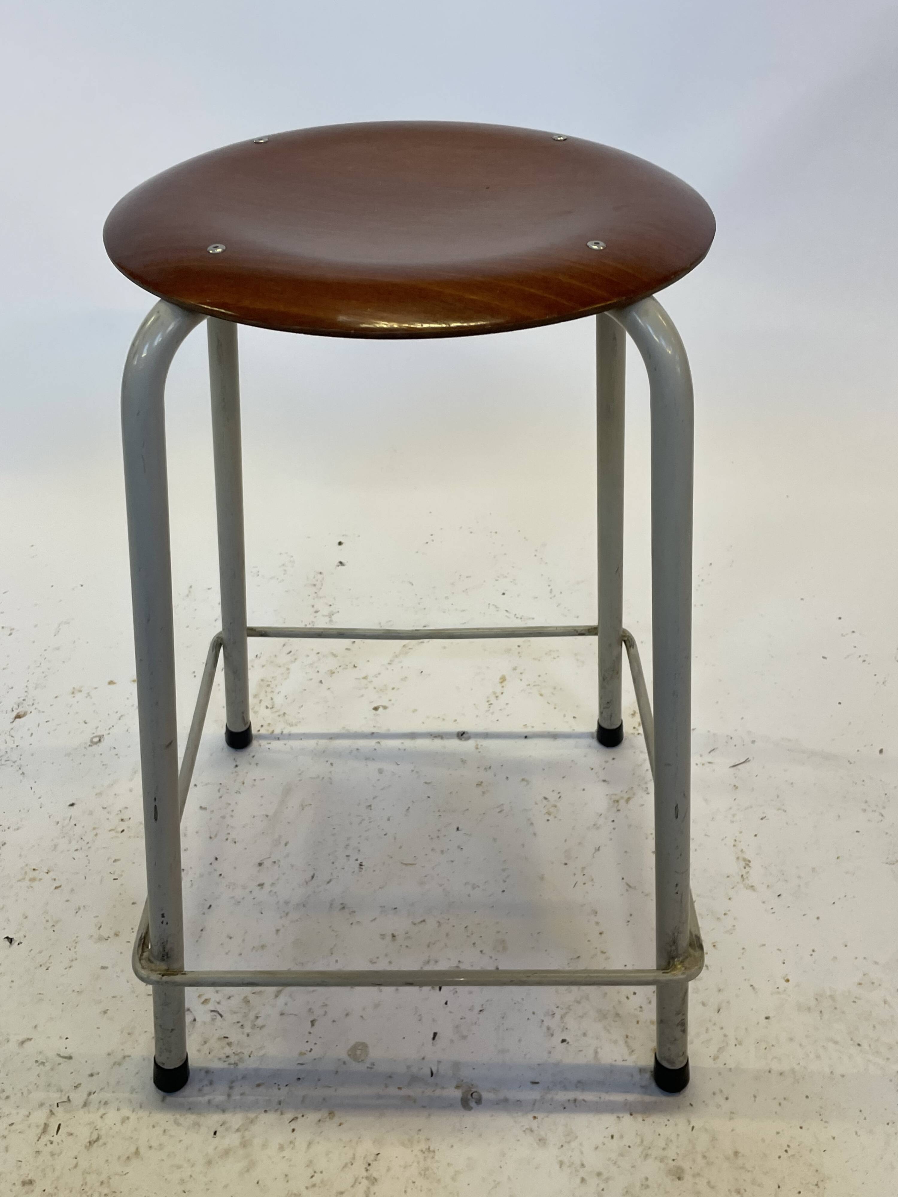 Vintage school stool, 1970s industrial design, Dutch minimalist