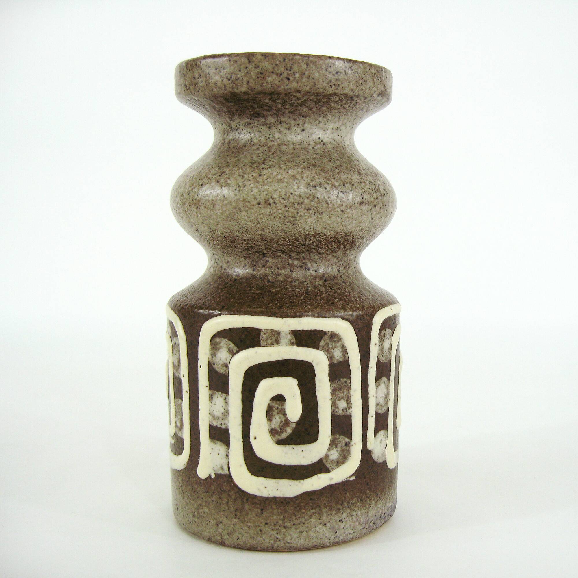 Small brown and beige ceramic vase - VEB Haldensleben - vintage 60s