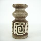 Small brown and beige ceramic vase - VEB Haldensleben - vintage 60s