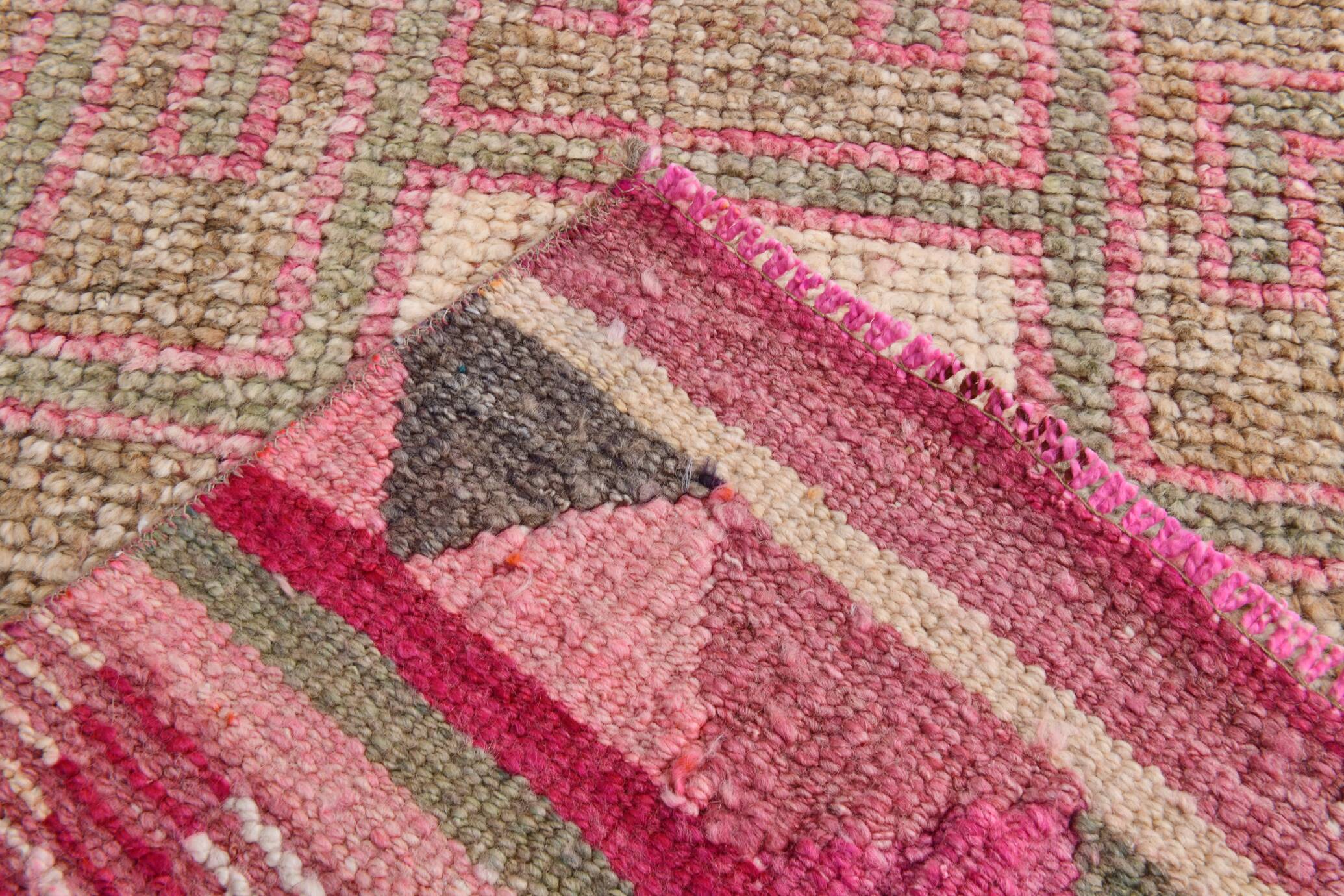 2x10 Pink & Green Tribal Vintage Runner Rug, 70x309Cm