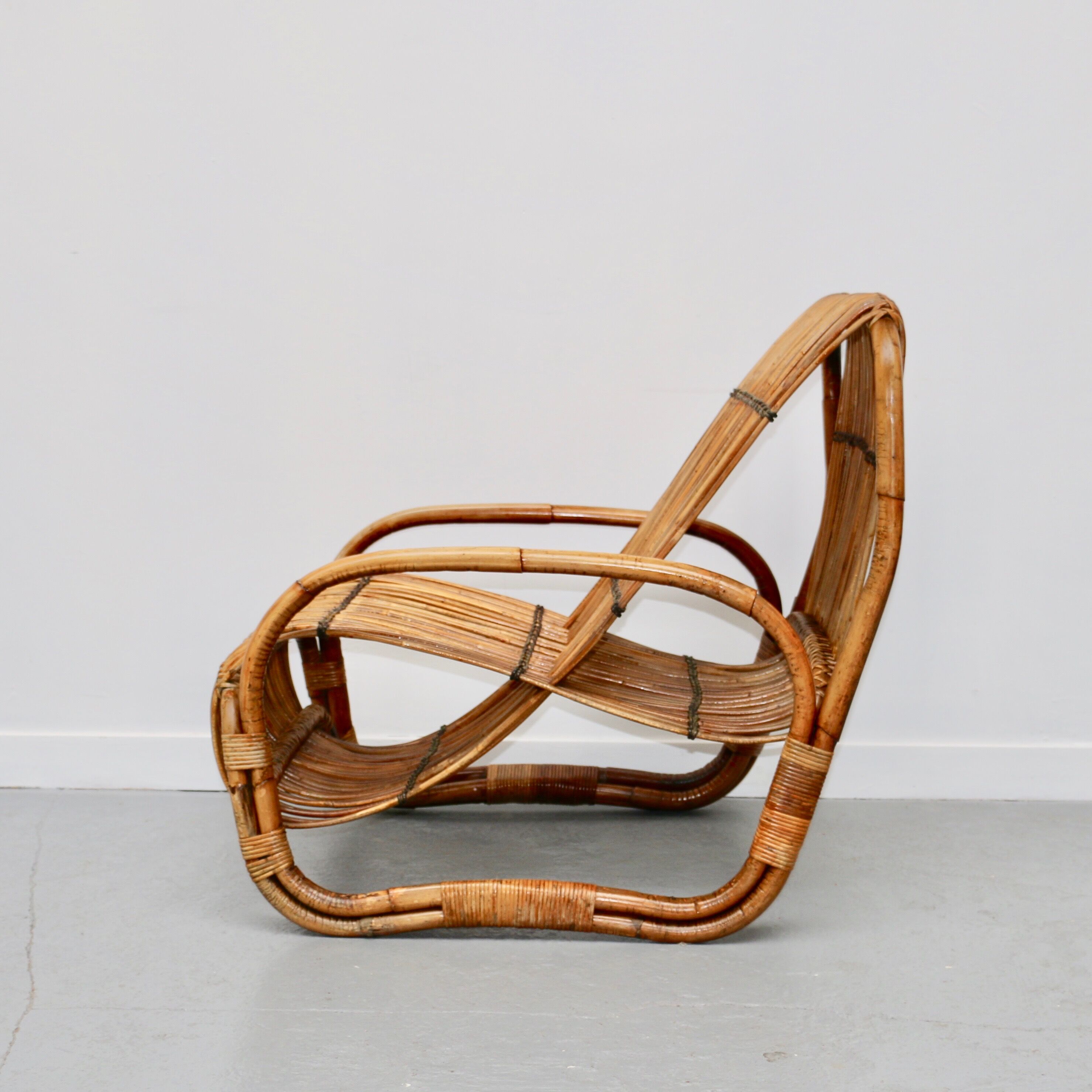 Rattan armchair, Italy, 1950s