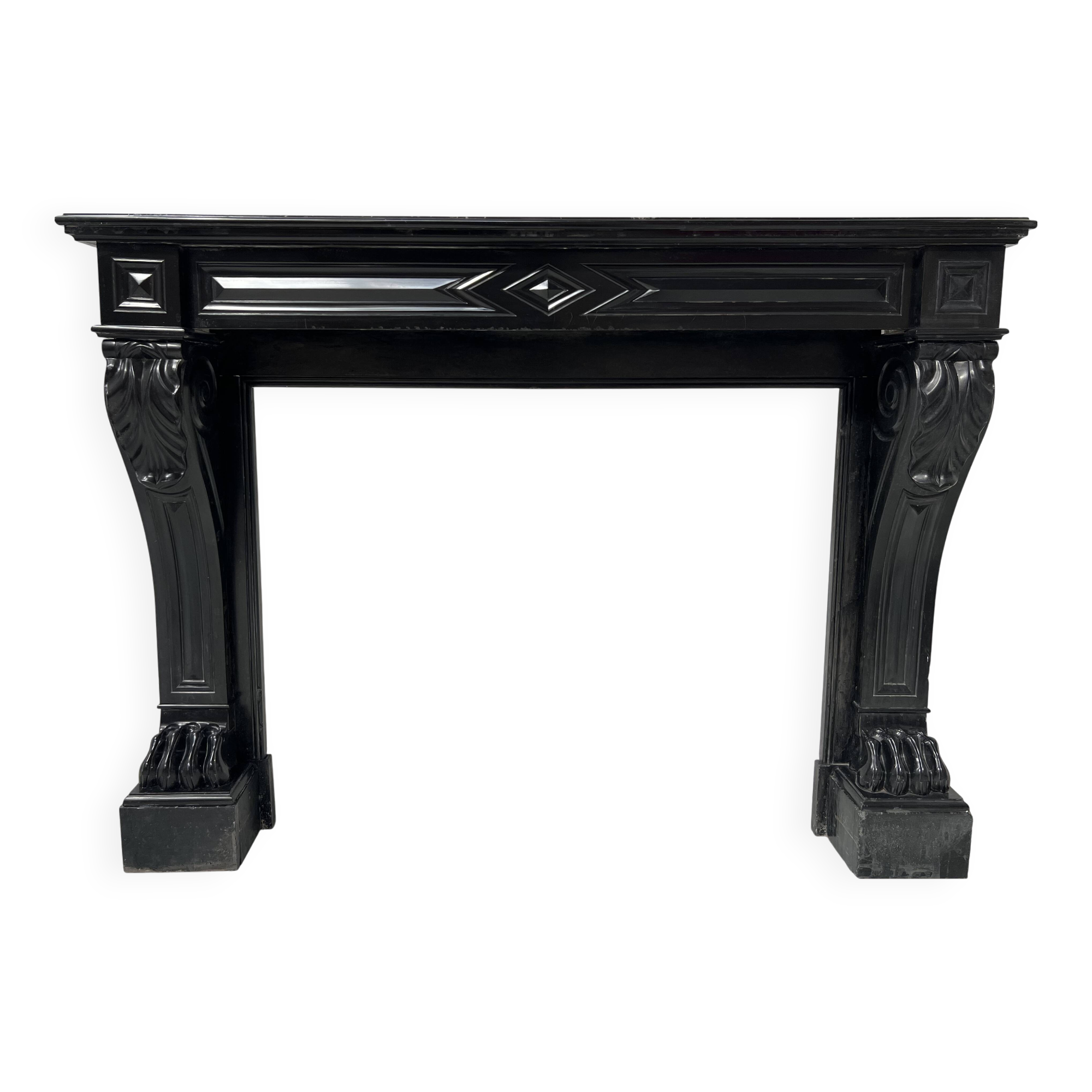 Napoleon III fireplace with claw feet in black marble, 19th century