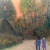 Vintage danish oil on canvas “sunset”, signed by a.takmar 1880-1960