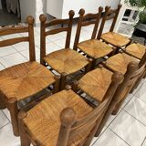 Set of 8 Charles Dudouyt Brutalist Dining Chairs 1960