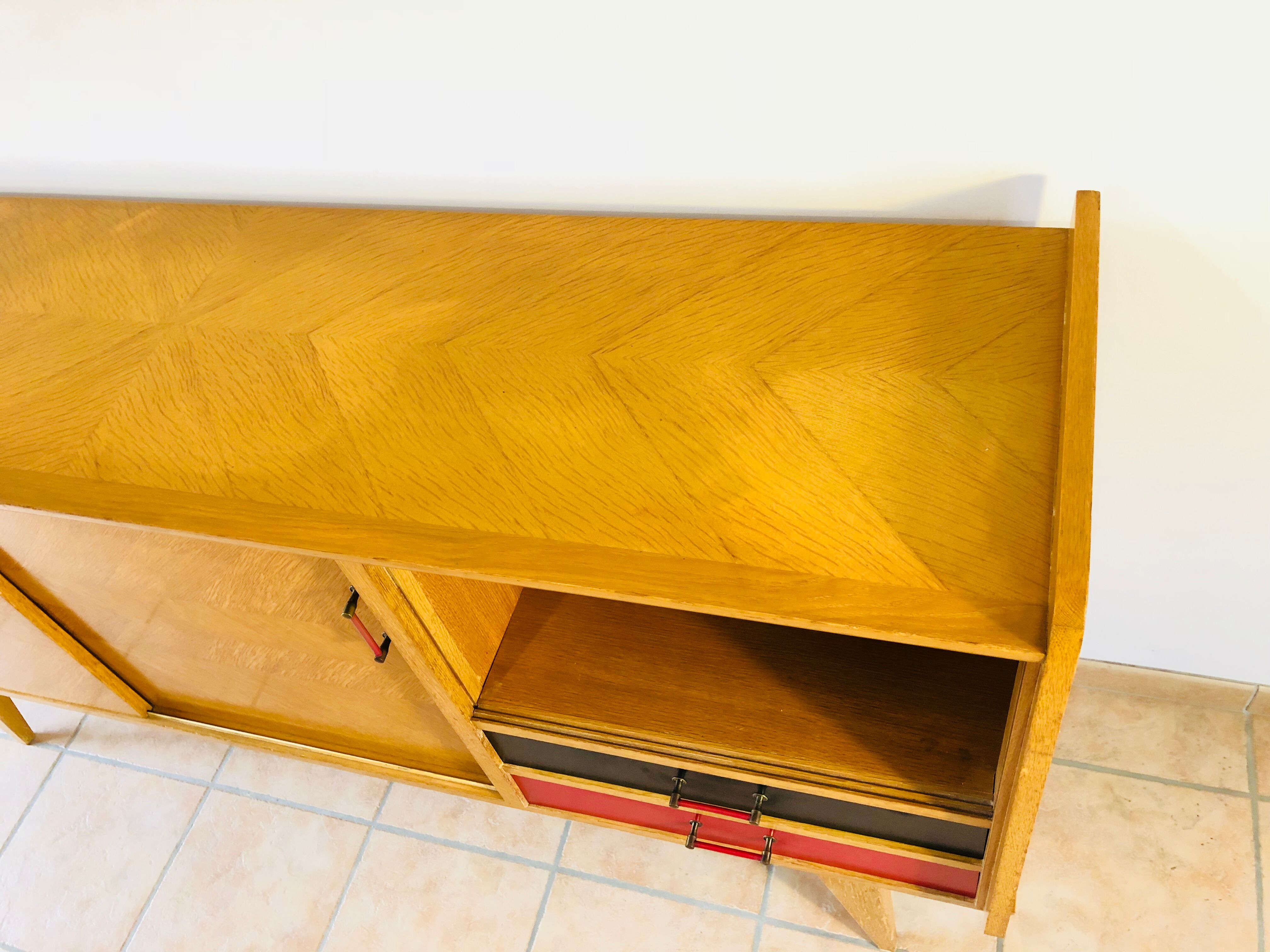 Sideboard oak feet compass 1960