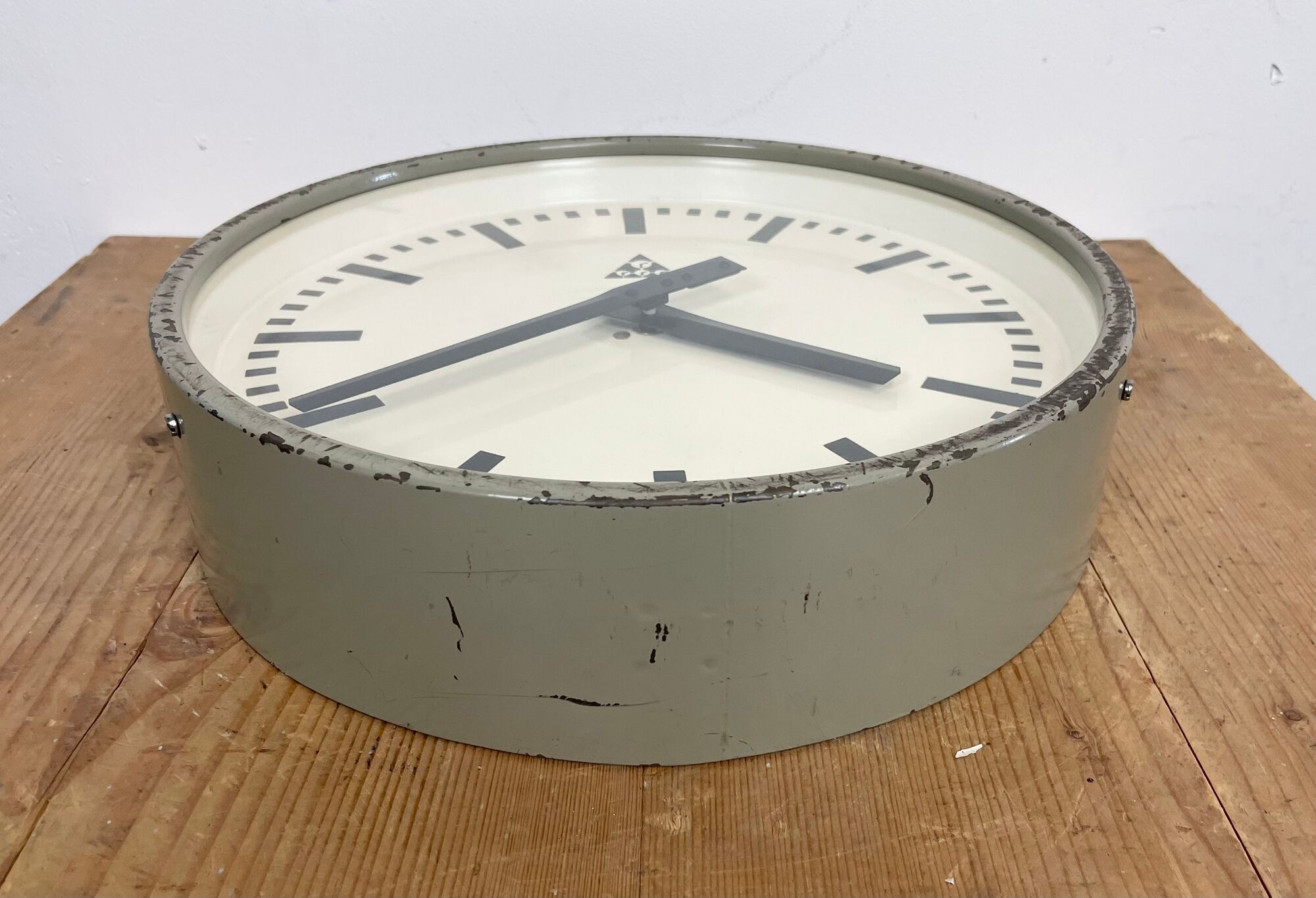 Grey Industrial Factory Wall Clock from Pragotron, 1960s