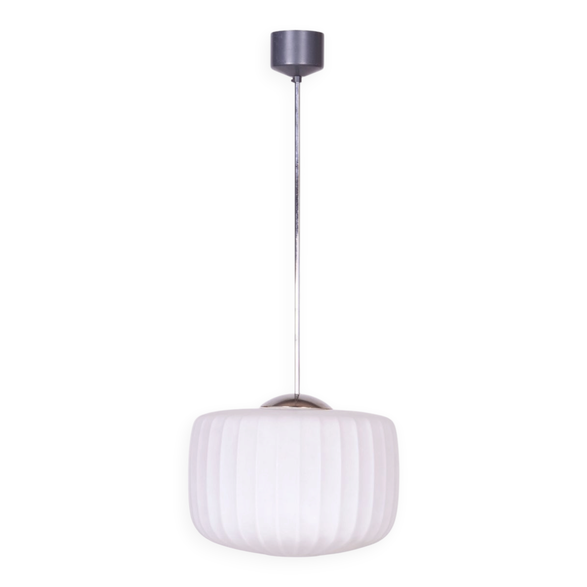 Mid-Century Chandelier in Chromed and Blackened Steel, Czech, 1950s