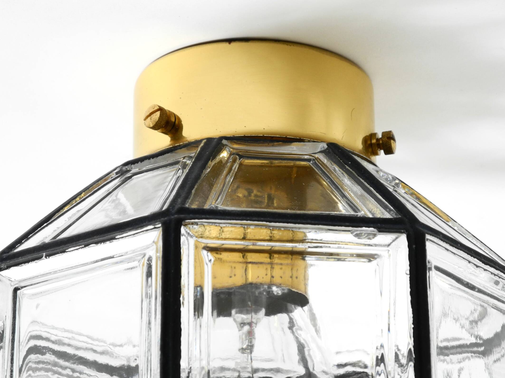 Beautiful 1970s Limburg glass ceiling lamp in octagon shape