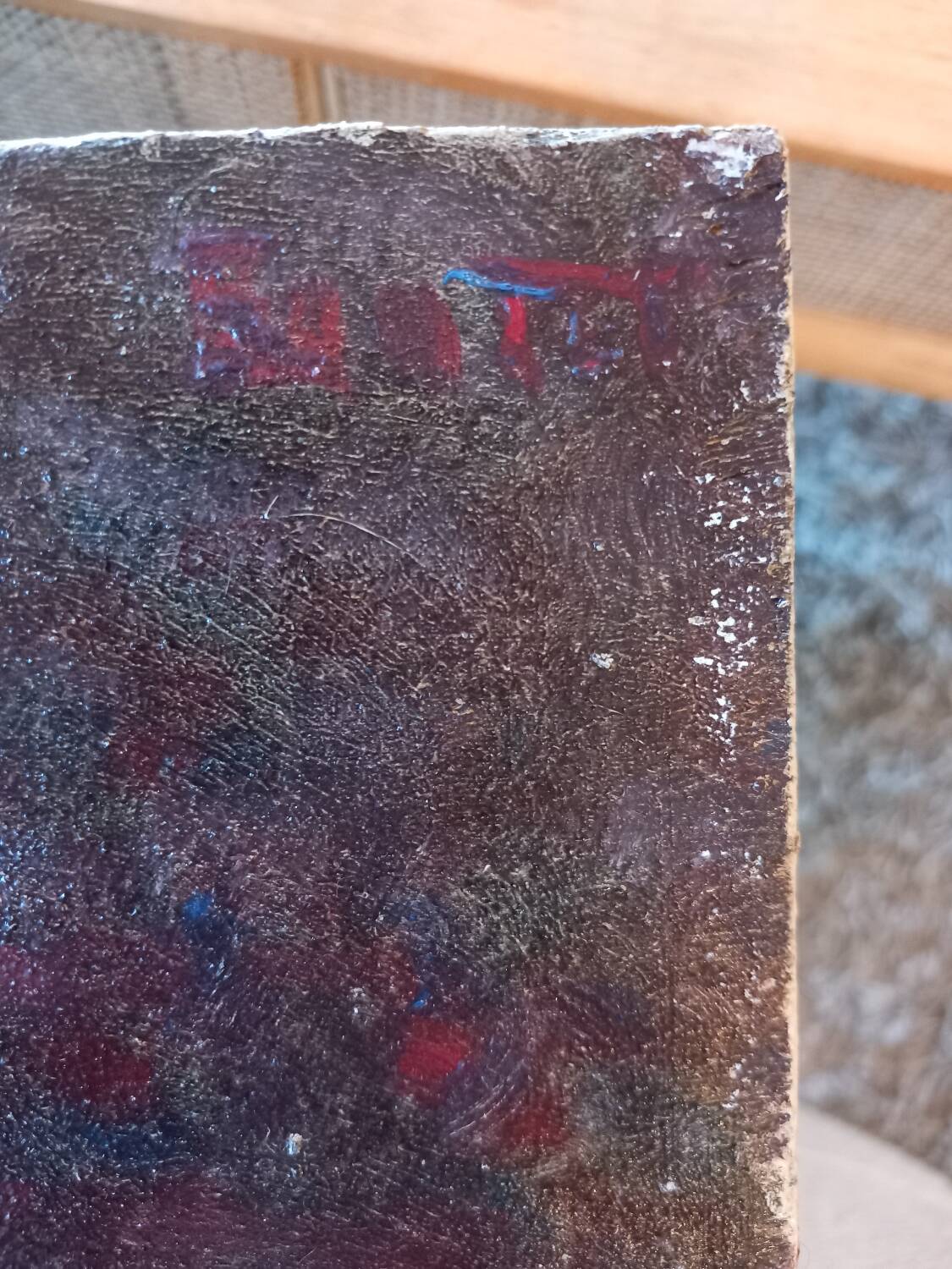 Tableau huile . Nature morte  au pot .