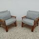 Pair of glacier blue rattan armchairs French Riviera vintage ép