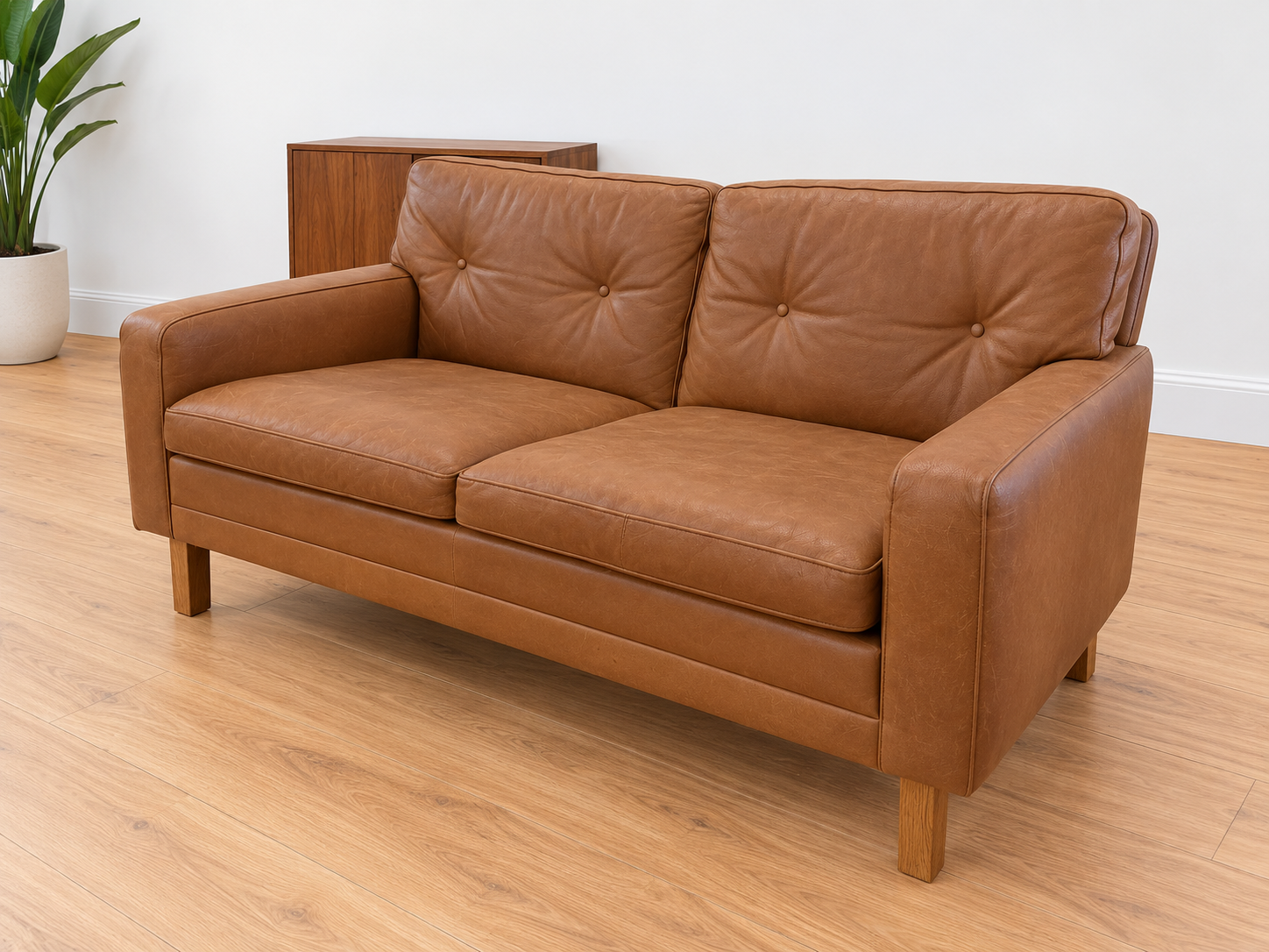 Mid-century Scandinavian Peem Oy, 2-seater cognac leather sofa 1960s