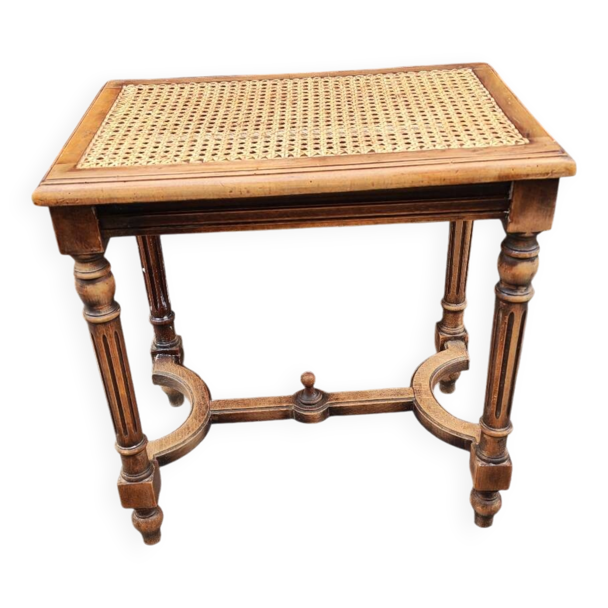 Wooden and cane bench