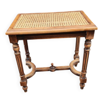 Banquette en bois et cannage 