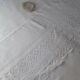 Drap de mariés ancien en fil de lin Blanc Monogramme MN